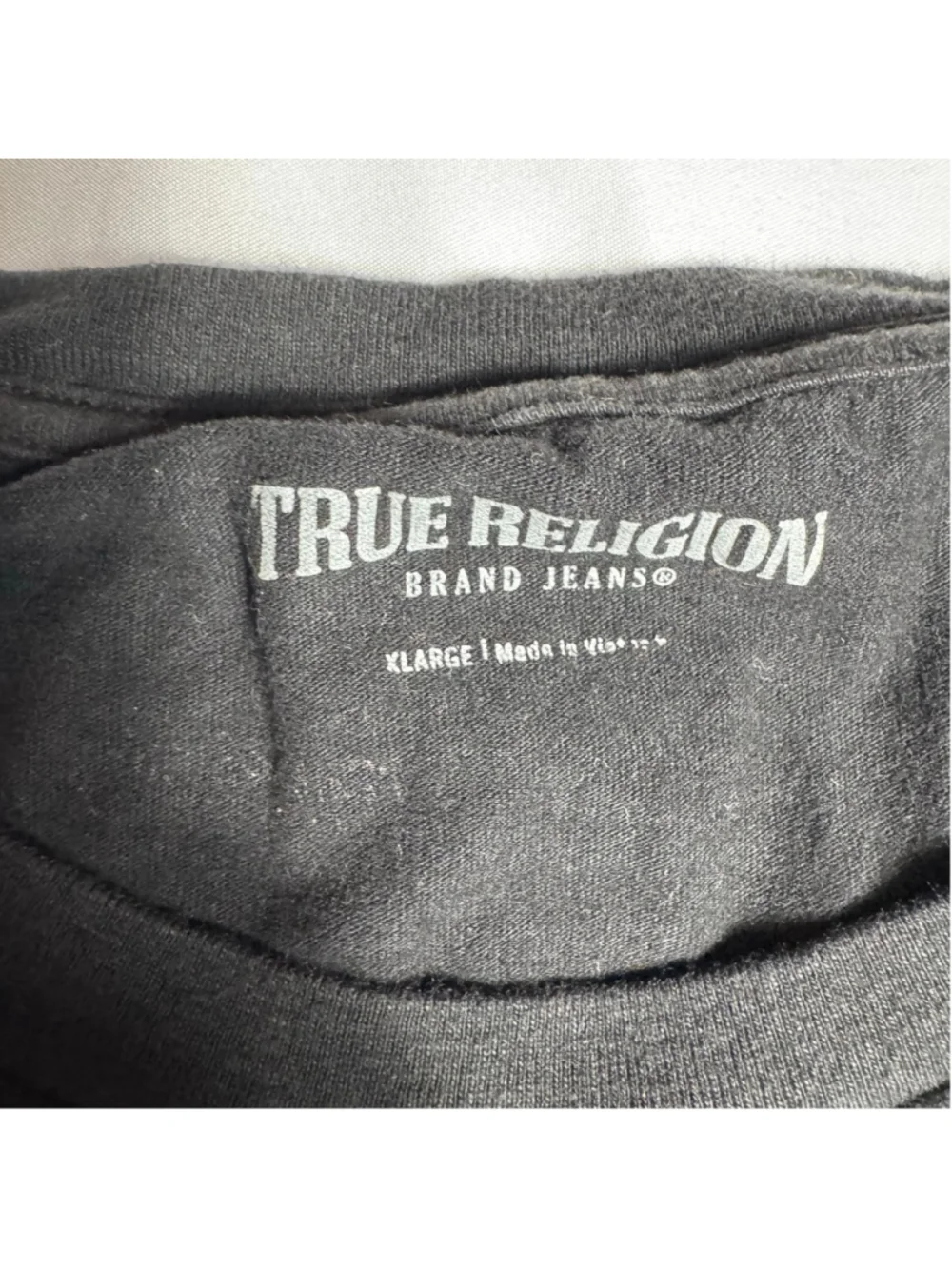 Men's True Religion Black All-Over Logo Short Sleeve Tee XL